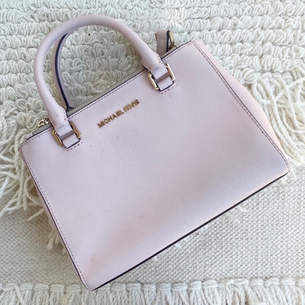 MICHAEL KORS light pink saffiano leather small crossbody bag